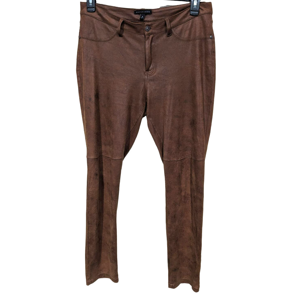 Signature Studio Faux Suede Straight Leg Pants Women's sz 10